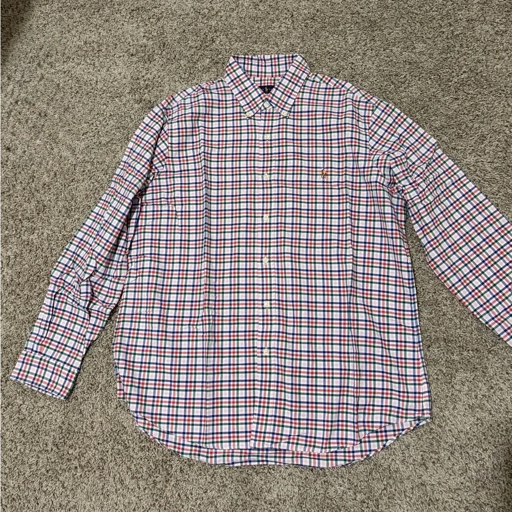 Polo Ralph Lauren Men's Red and Blue Checkered Shirt